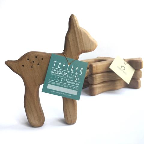 Baby Toys- Deer Teether - Wood Teether Toy - Modern Teether - Wooden Toys -